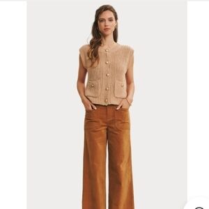 Avec Les Filles Anthropology High-waist Corduroy Wide Leg Pants Rust Size 12